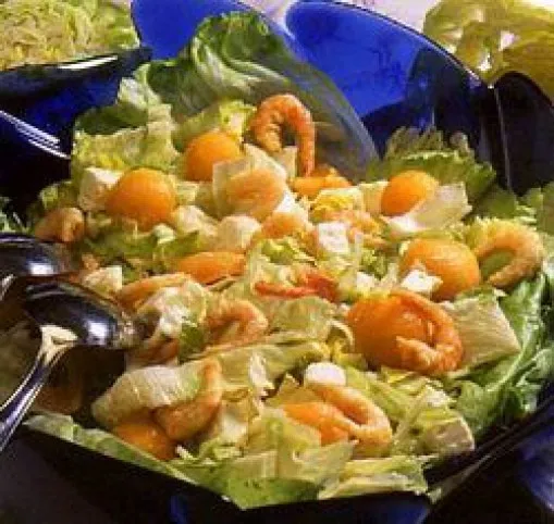 Dinnye fetával és koktélrákkal recept