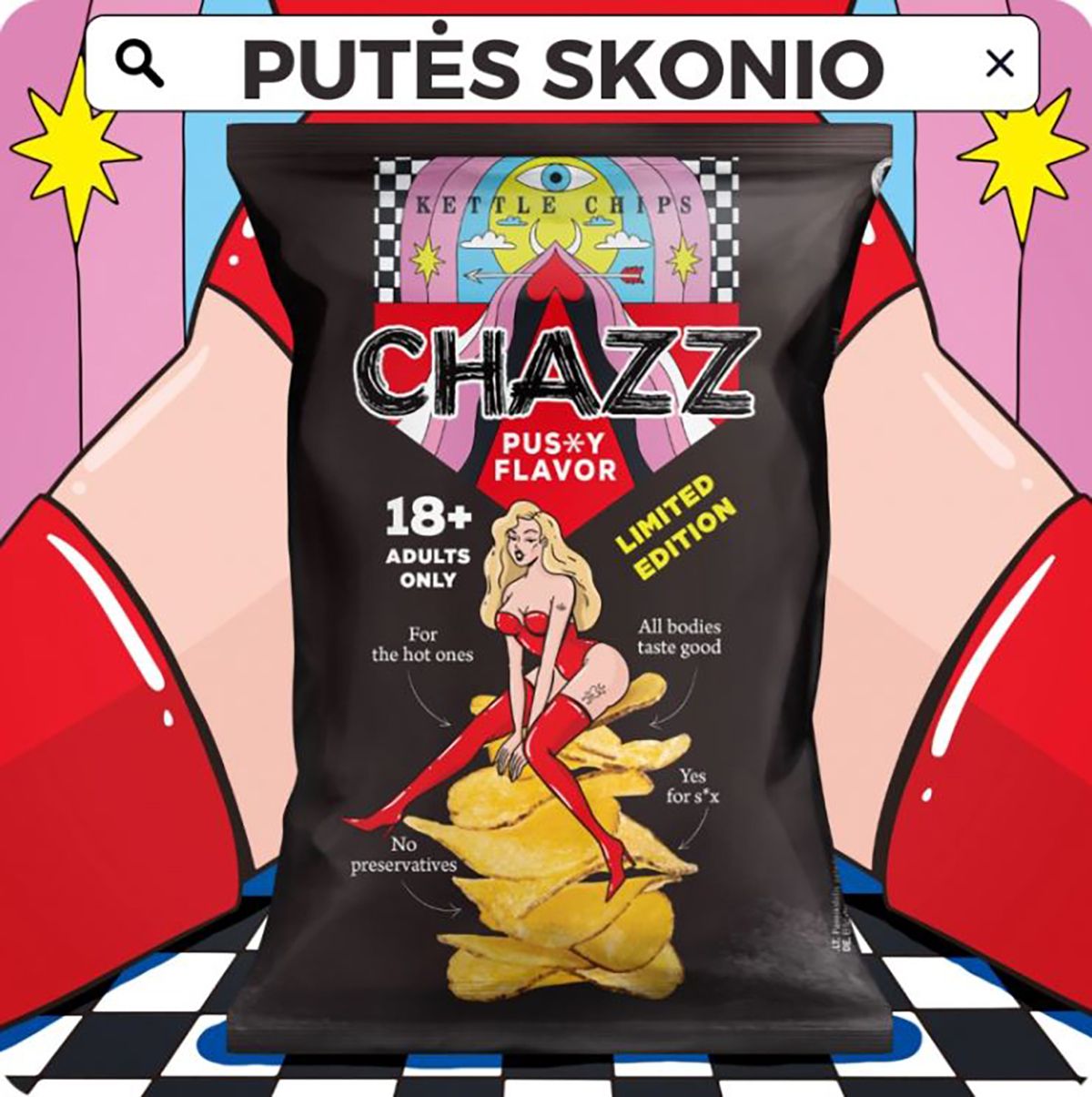 Chazz, a vagina ízű csipsz - csak 18 éven felülieknek /Fotó: chazzchips.com