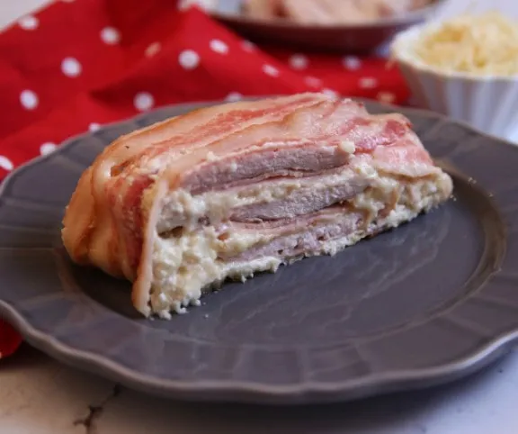 Sonkás-sajtos rakott csirkemell recept