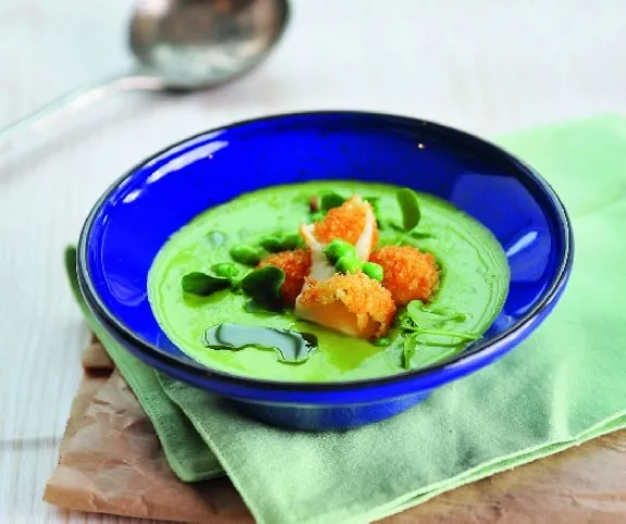 Mentás borsóleves rántott mozzarellával recept