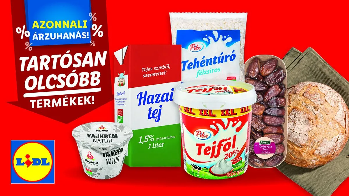 Most további tej- és tejtermékek, pékáruk ára csökken /Képek forrása: Lidl Magyarország