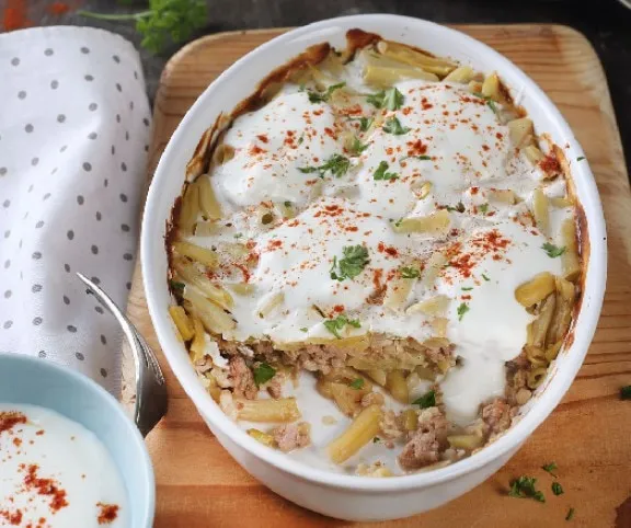 Rakott zöldbab bulgurral és pulykával recept