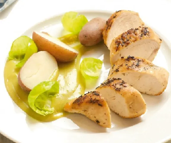 Csirkemell kelbimbópürével recept