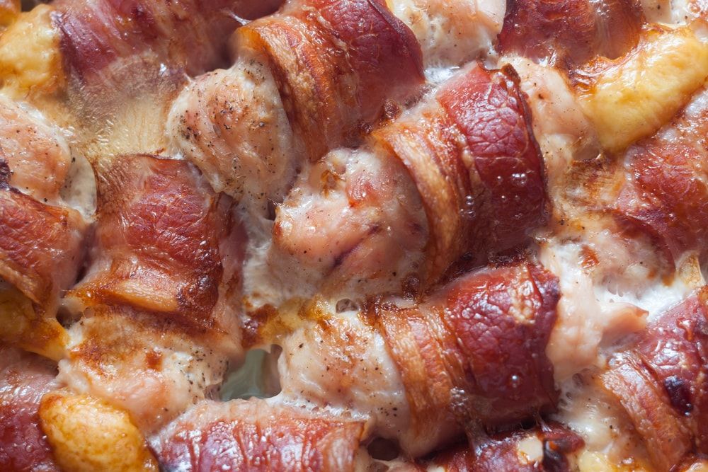 Baconbe göngyölt mozzarellás csirkemell>>>