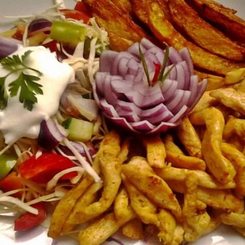 Gyros tál csirkemellből recept