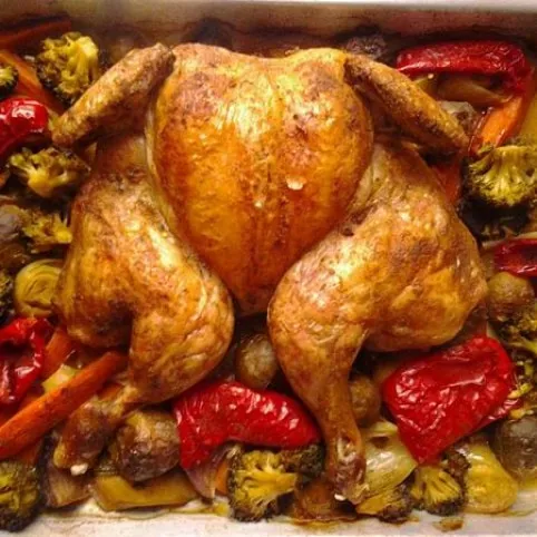 Zöldségágyon sült csirke recept