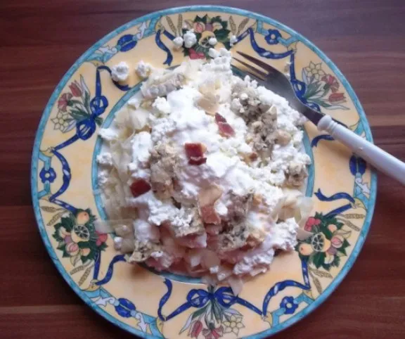 Túrós csusza kéksajttal recept