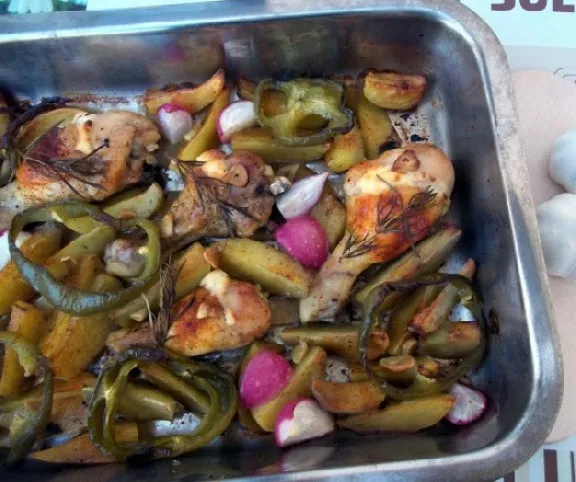 Sajtos csirkecomb vele sült krumplival recept