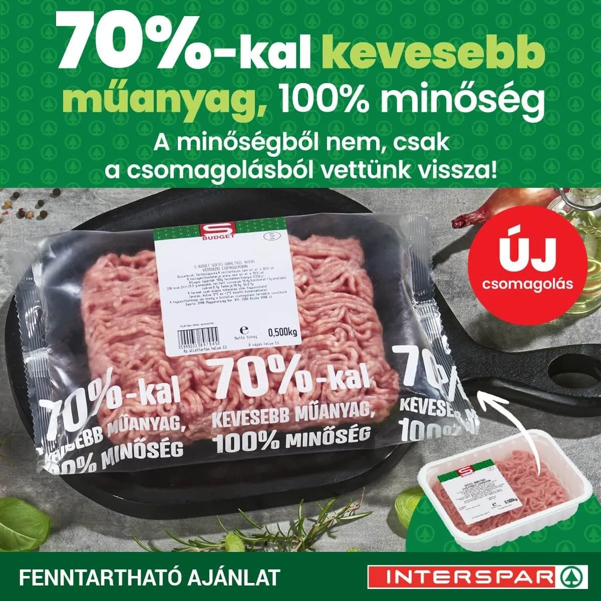 Vadonatúj, környezetbarát csomagolást kapott a SPAR saját márkás darált húsa /Fotó: SPAR