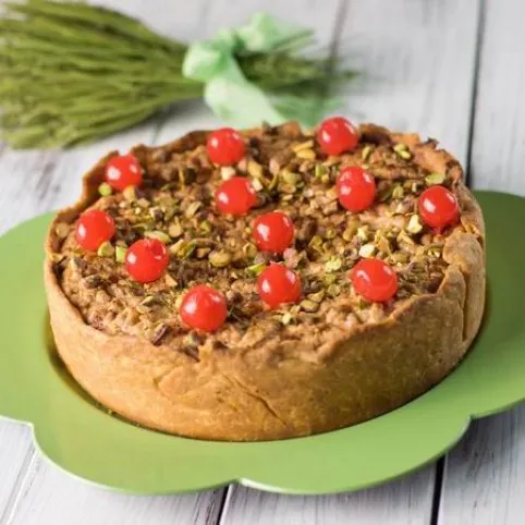 Meggyes-mandulás pite pisztáciával recept