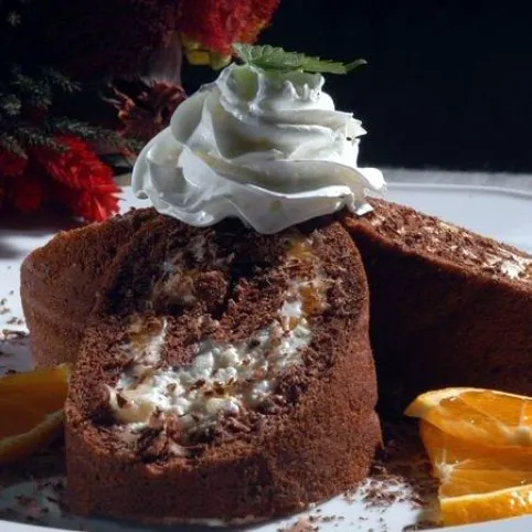 Mandarinos-csokis piskótatekercs recept