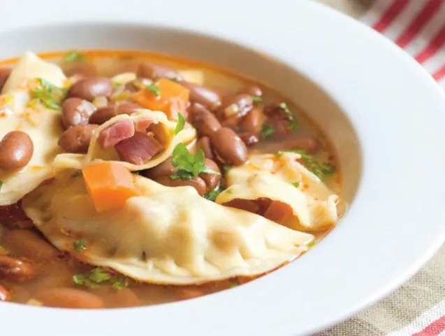 Bableves füstölt húsos derelyével recept