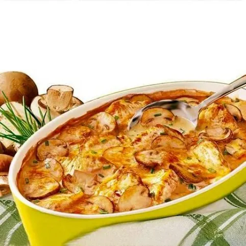 Tepsis gombás pulykaszeletek recept