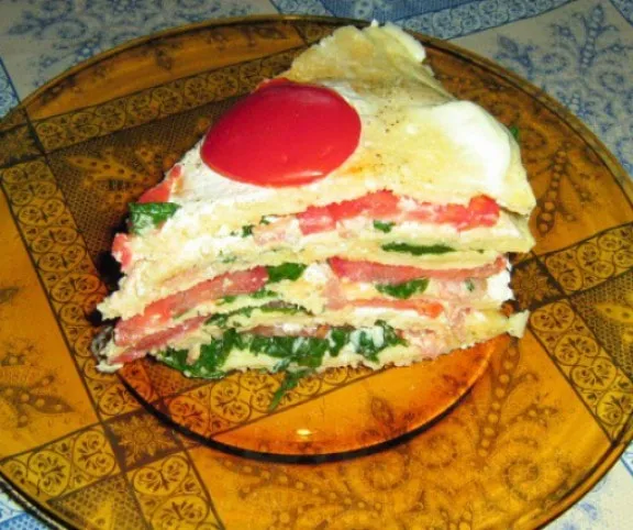 Spenótos-paradicsomos rakott palacsinta recept
