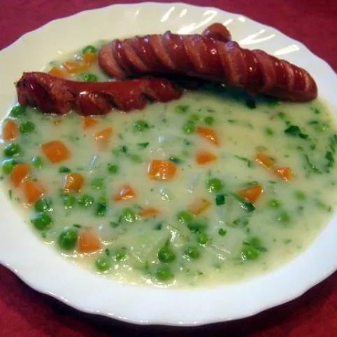 Finomfőzelék sült virslivel recept