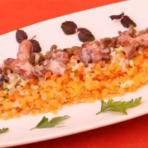 Lencsesaláta mini polippal recept