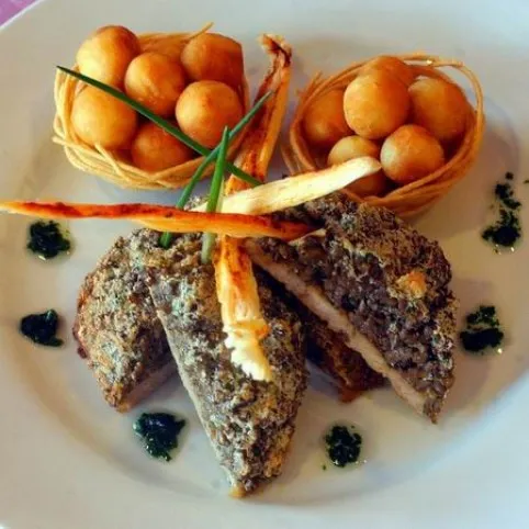 Karajszeletek gombafelfújttal recept