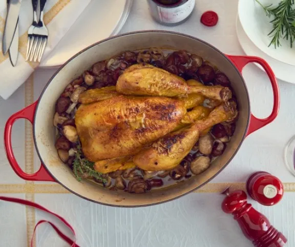 Sült pulyka gombás gesztenyeágyon recept