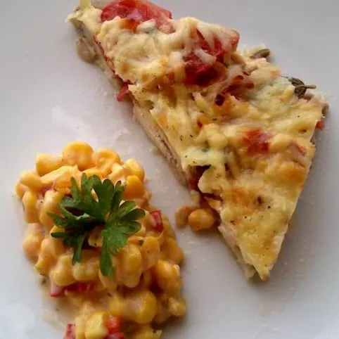 Rakott csirke krémsajtos kukoricával recept