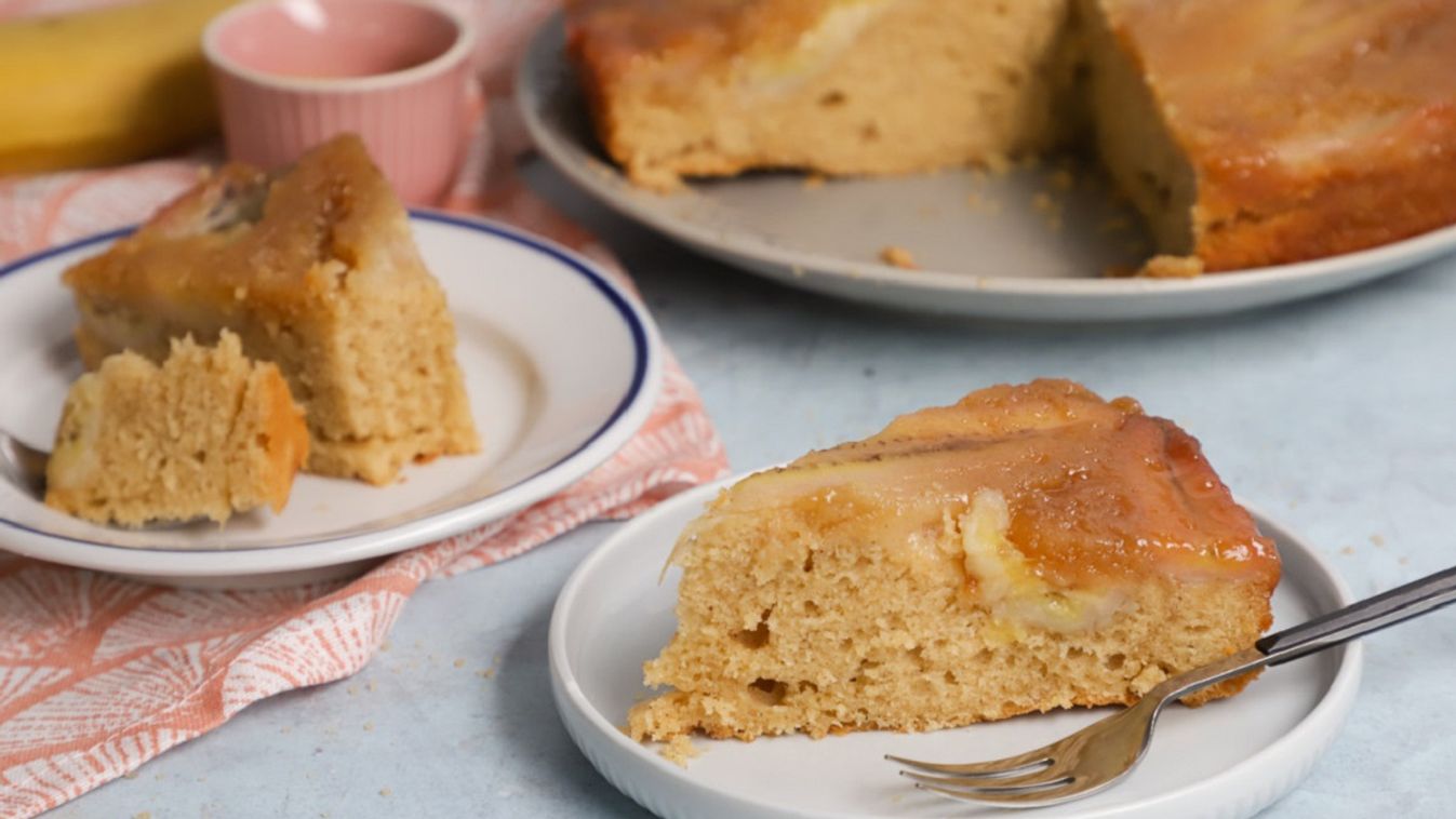 Fordított karamellás banántorta recept