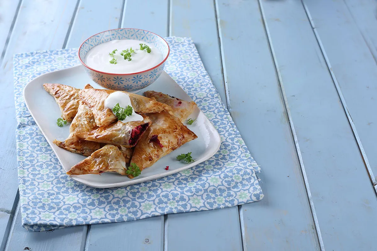 Céklás-fetás rétesháromszögek recept