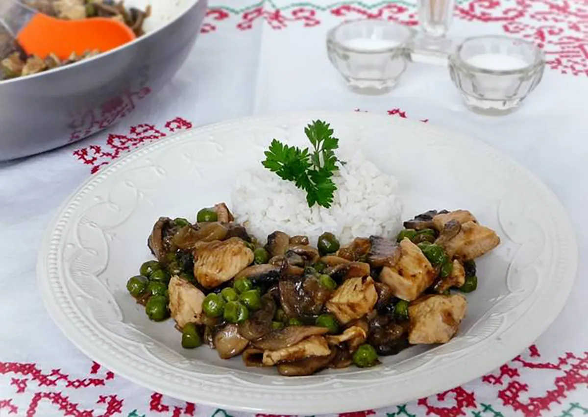 Szecsuáni gombás sült csirkemell recept