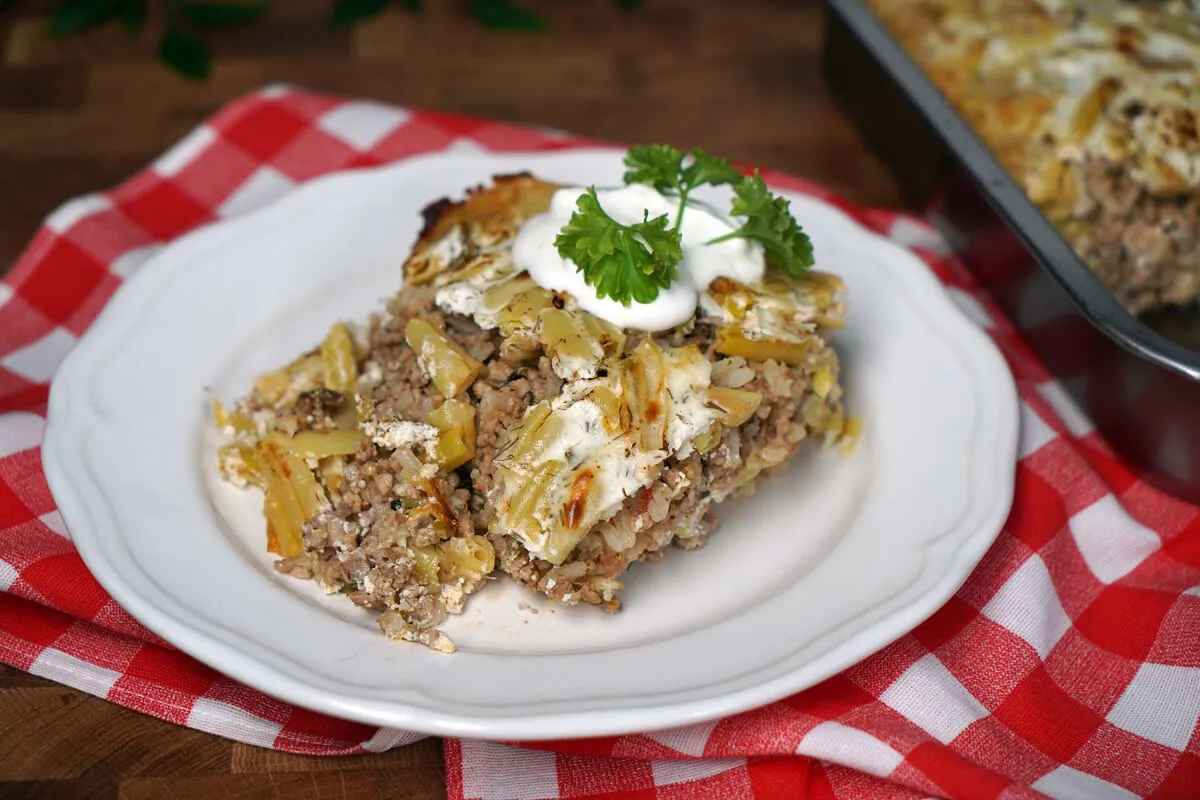 Rakott zöldbab darált hússal recept