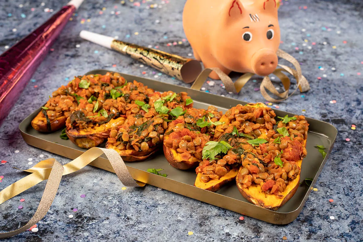 Lencseragu édesburgonyába töltve recept