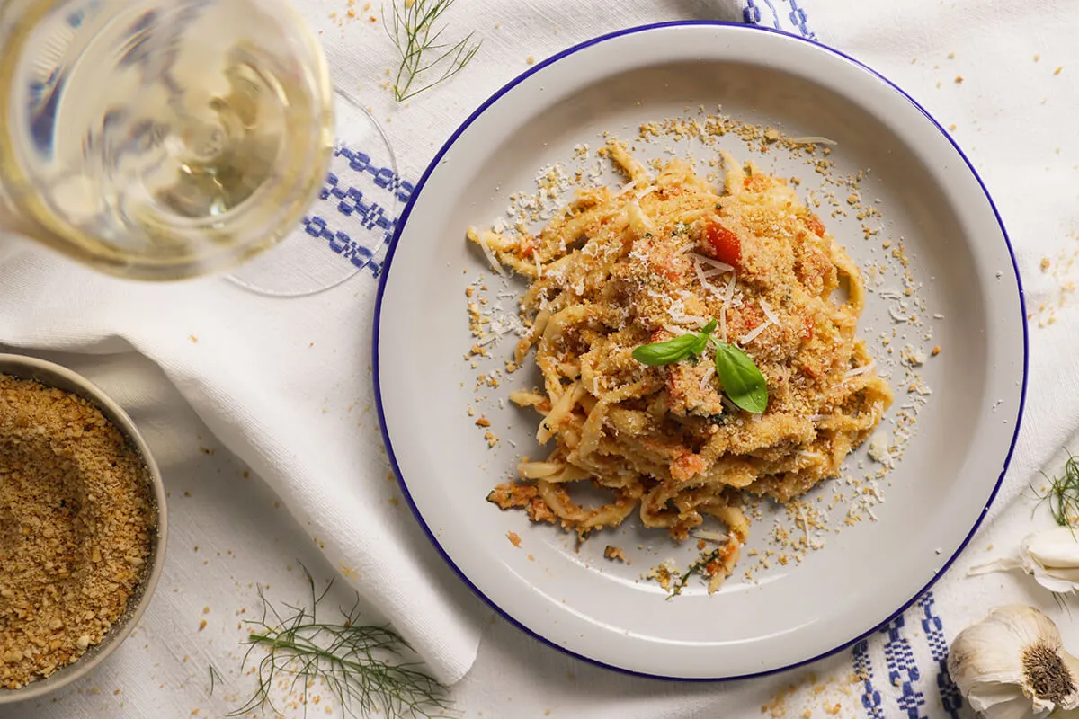 Szicíliai csavart spaghetti trapani pestóval recept