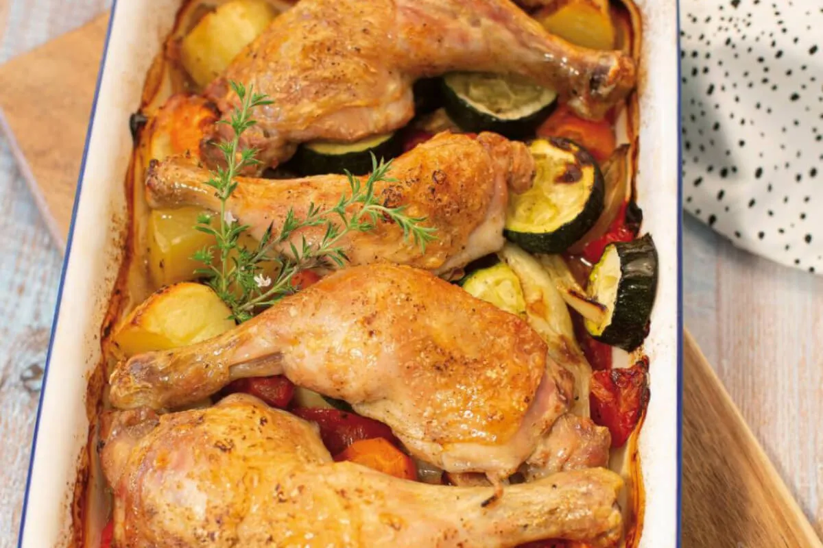 Kiskőrösi kemencében sült zöldséges csirkecomb recept