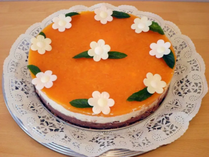 Barackos tejbegríztorta sütés nélkül recept