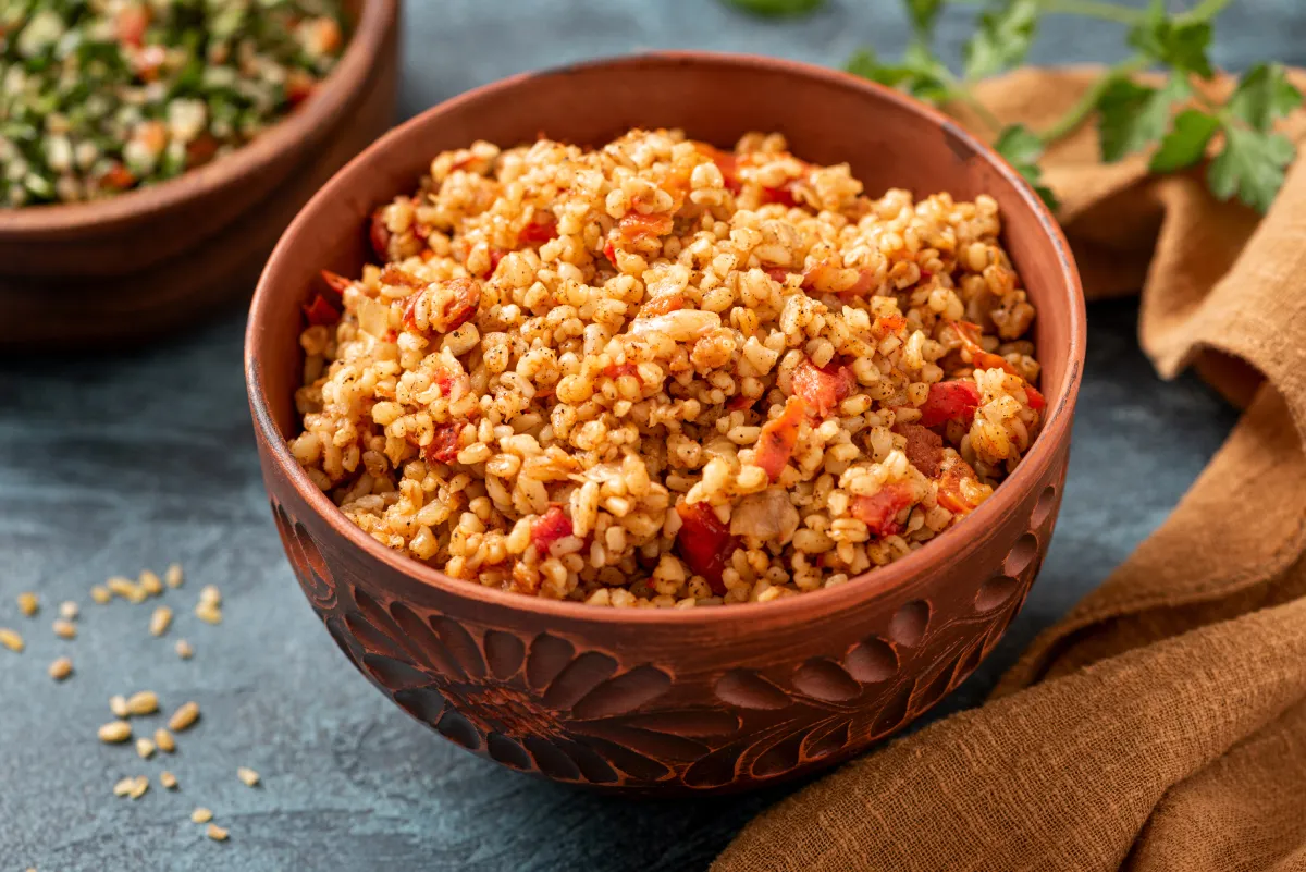 Pardicsomos bulgur piláf recept