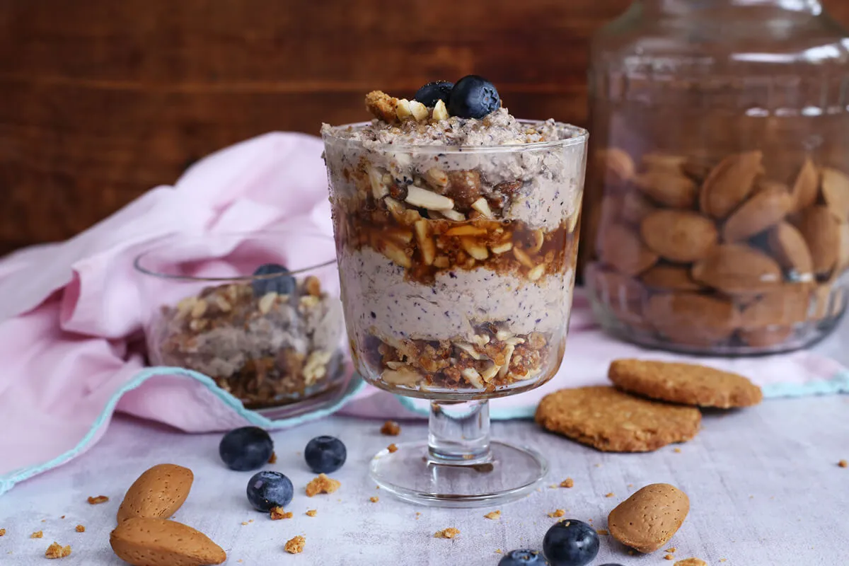Zabkekszes-áfonyás pohárkrém recept