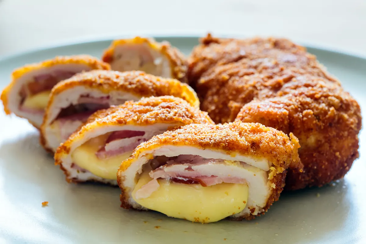 Sajttal-sonkával töltött csirkemell recept