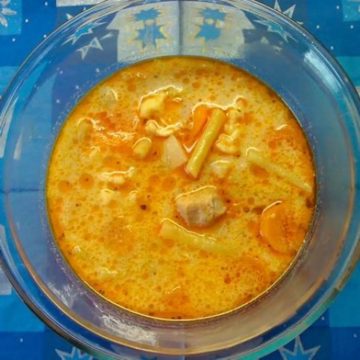 Húsos-tejfölös zöldbableves recept