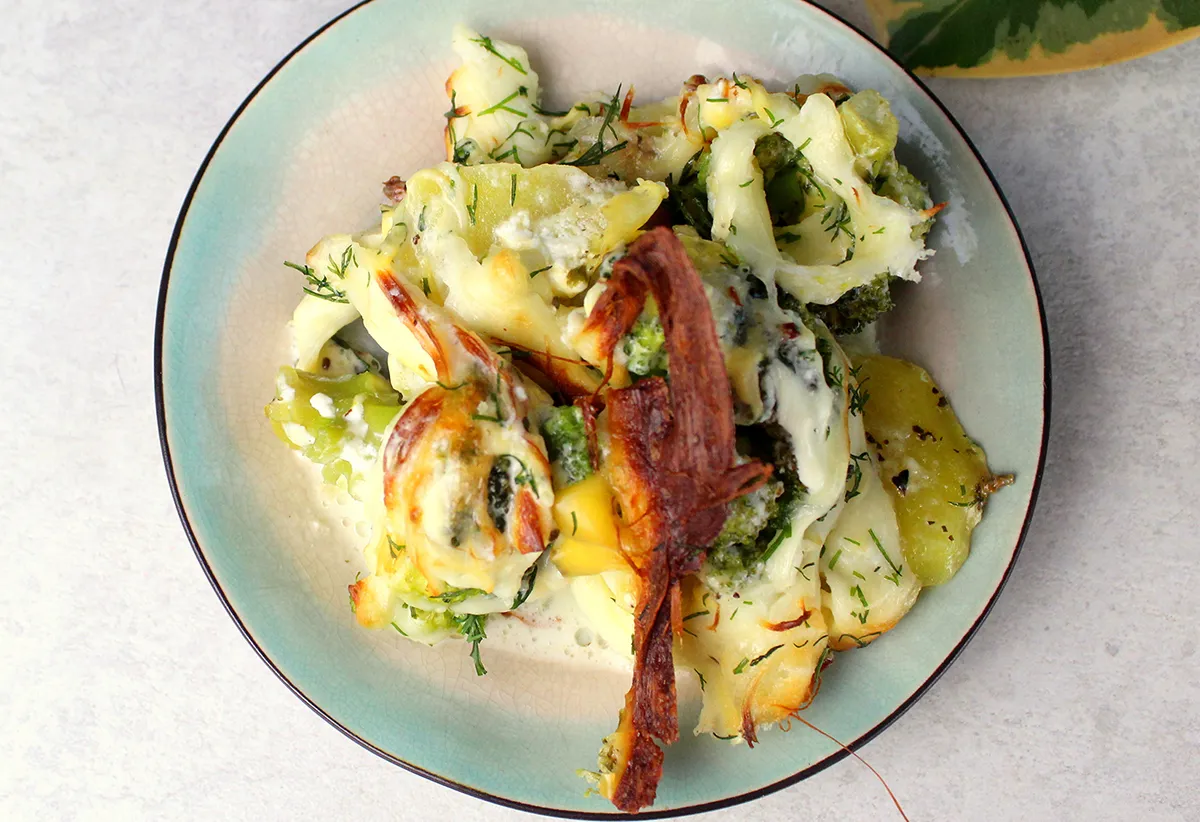 Tejszínes sült zöldségek baconnel recept