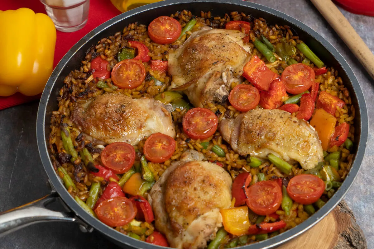 Valenciai csirkés&nbsp;paella recept