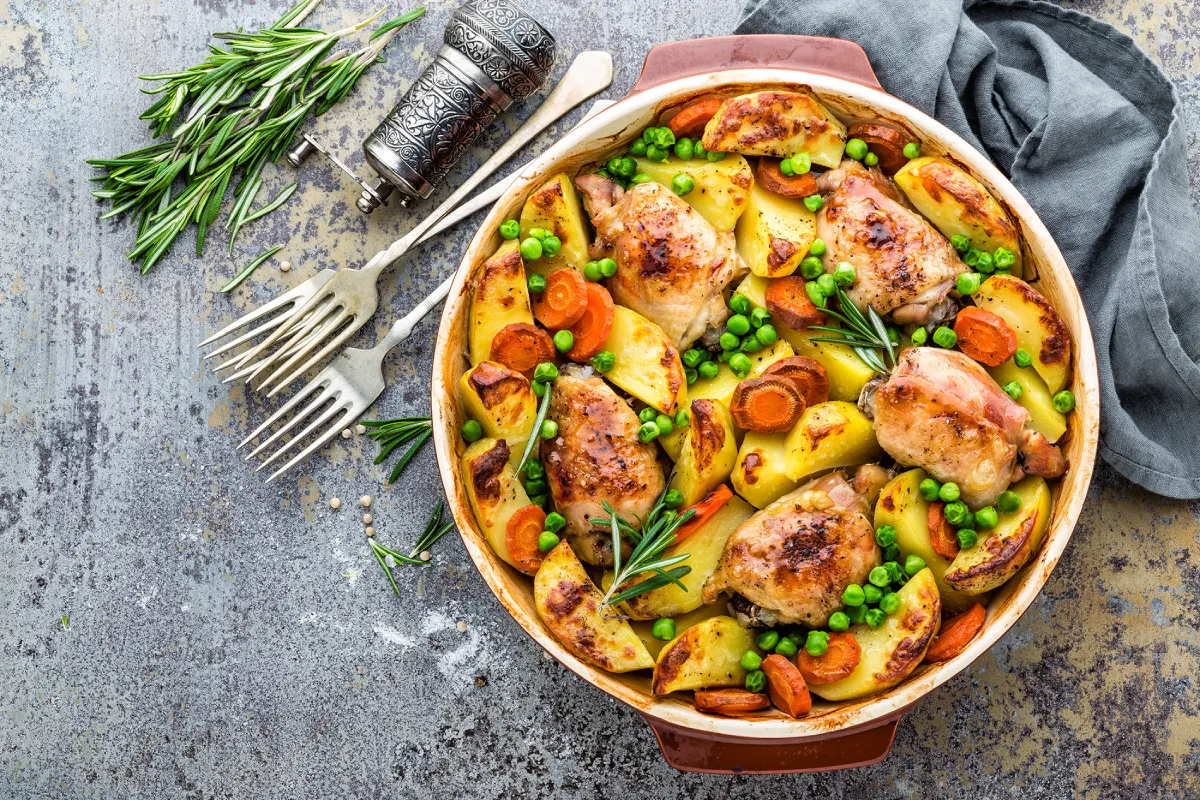 Zöldséges sült csirke recept