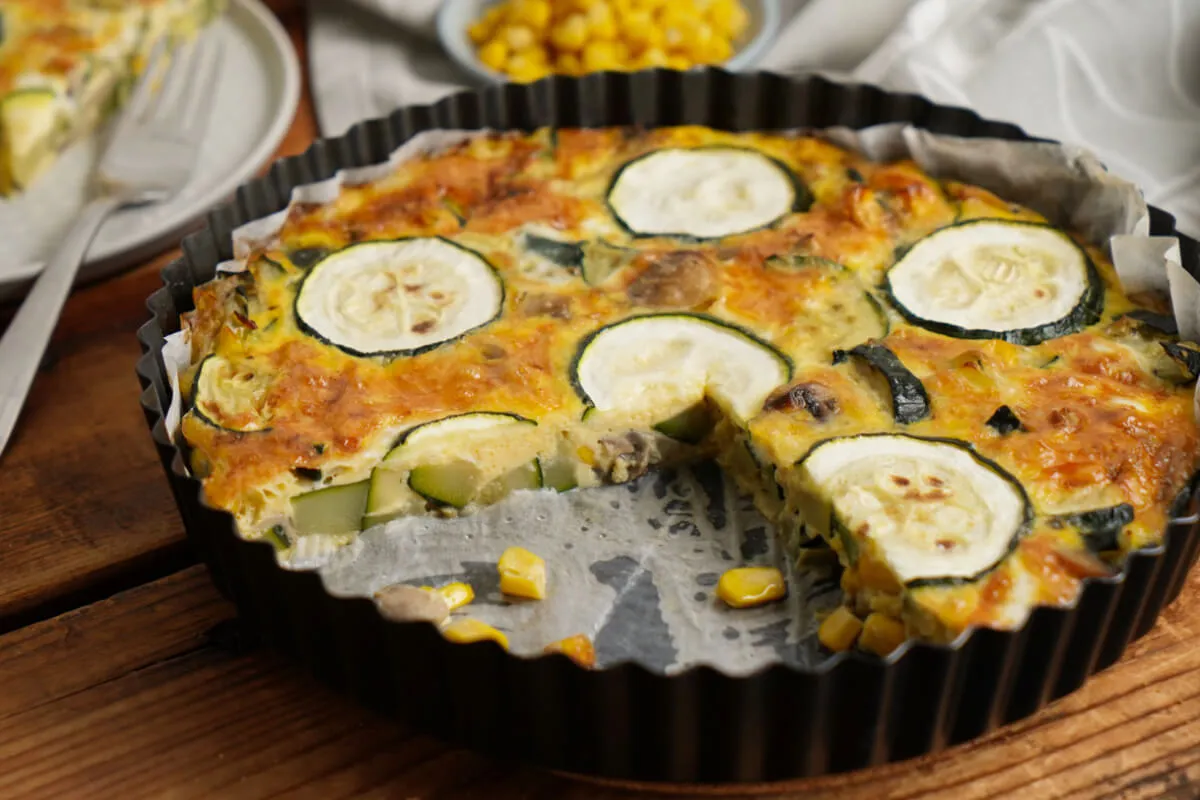 Cukkinis-gombás pite recept