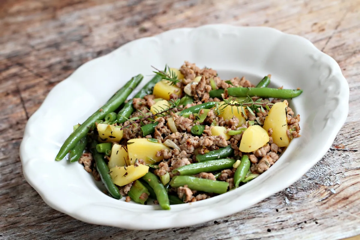 Zöldbabos darált pulyka recept