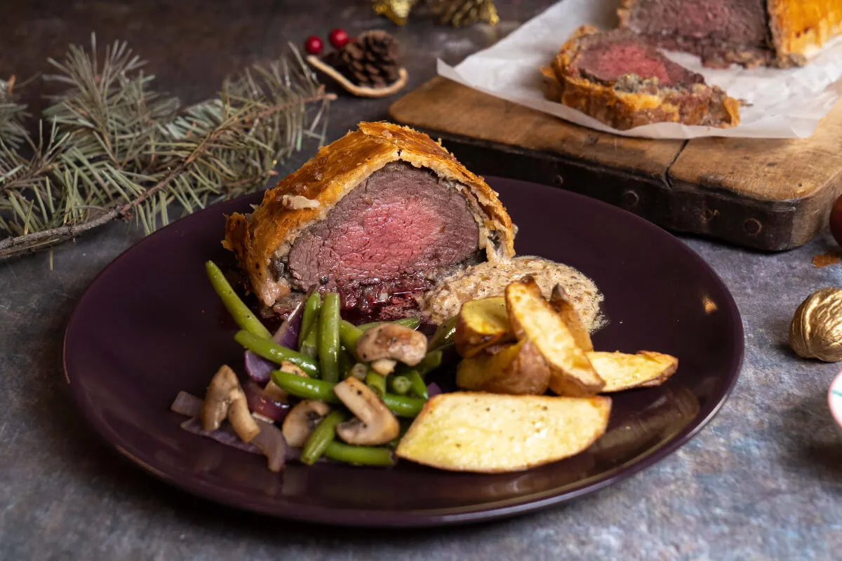 Wellington-bélszín zöldborsmártással recept