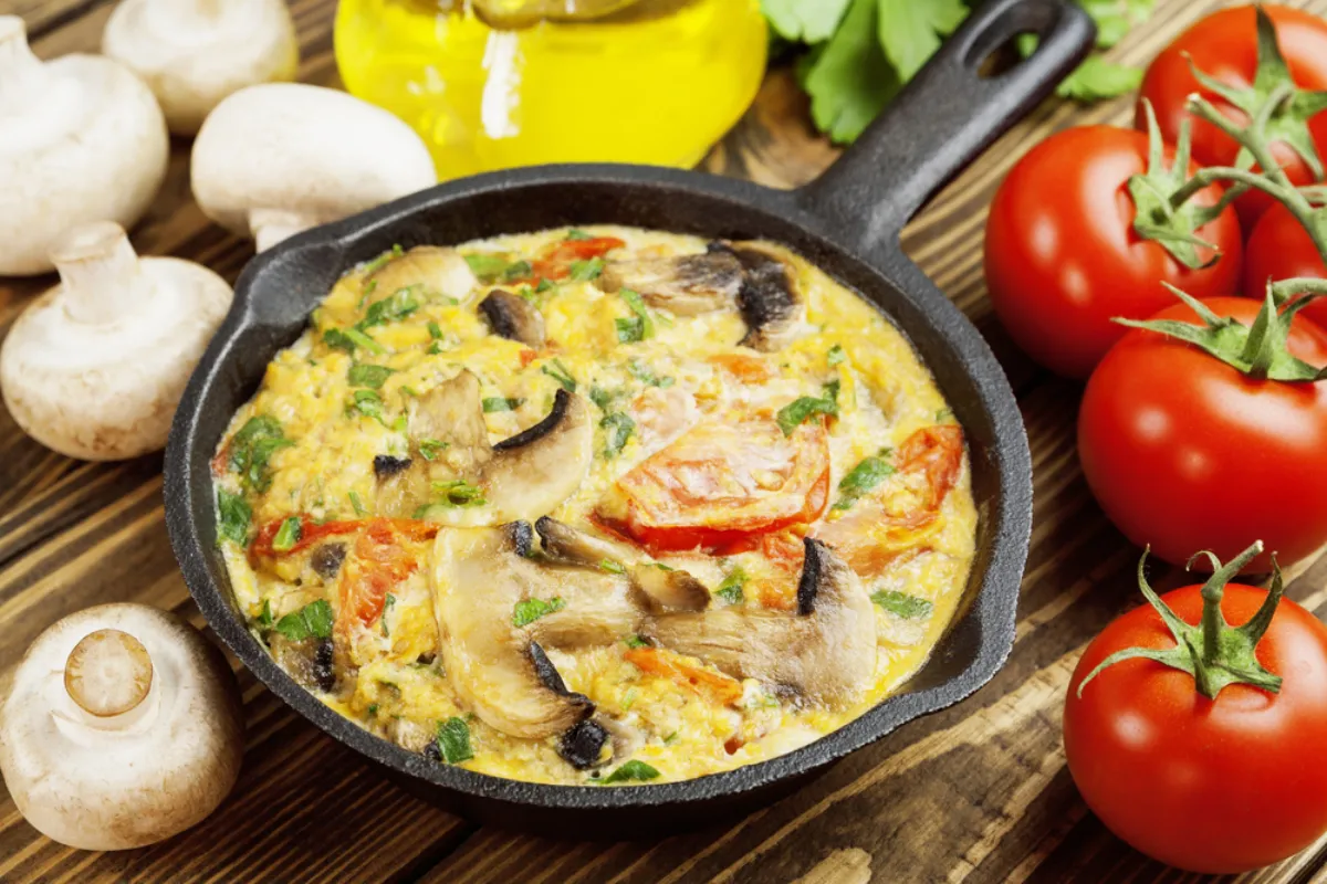 Paradicsomos-gombás omlett recept