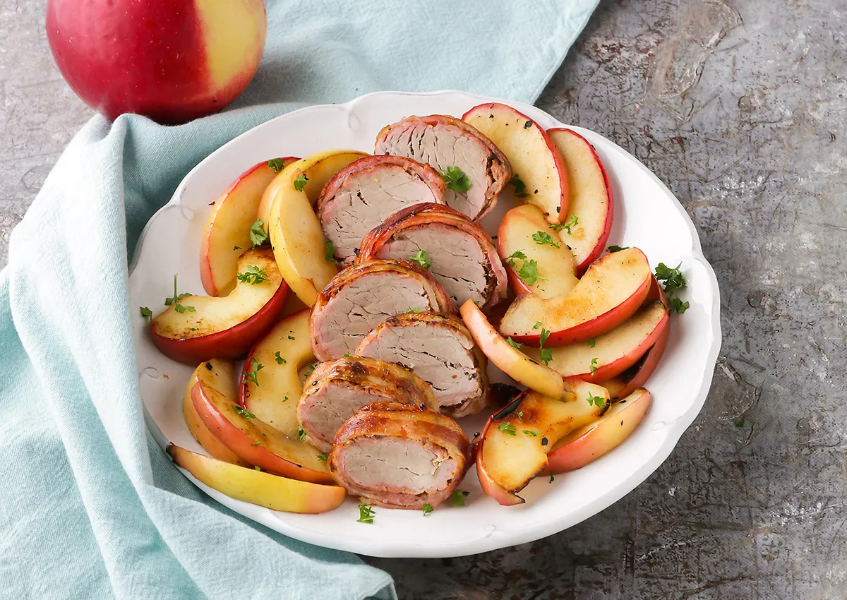 Baconbe göngyölt mustáros szűzpecsenye recept