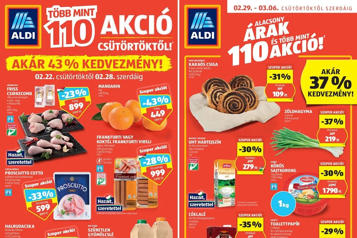 Balra az Aldi régi, jobbra a megújult szórólap /Fotó: Aldi