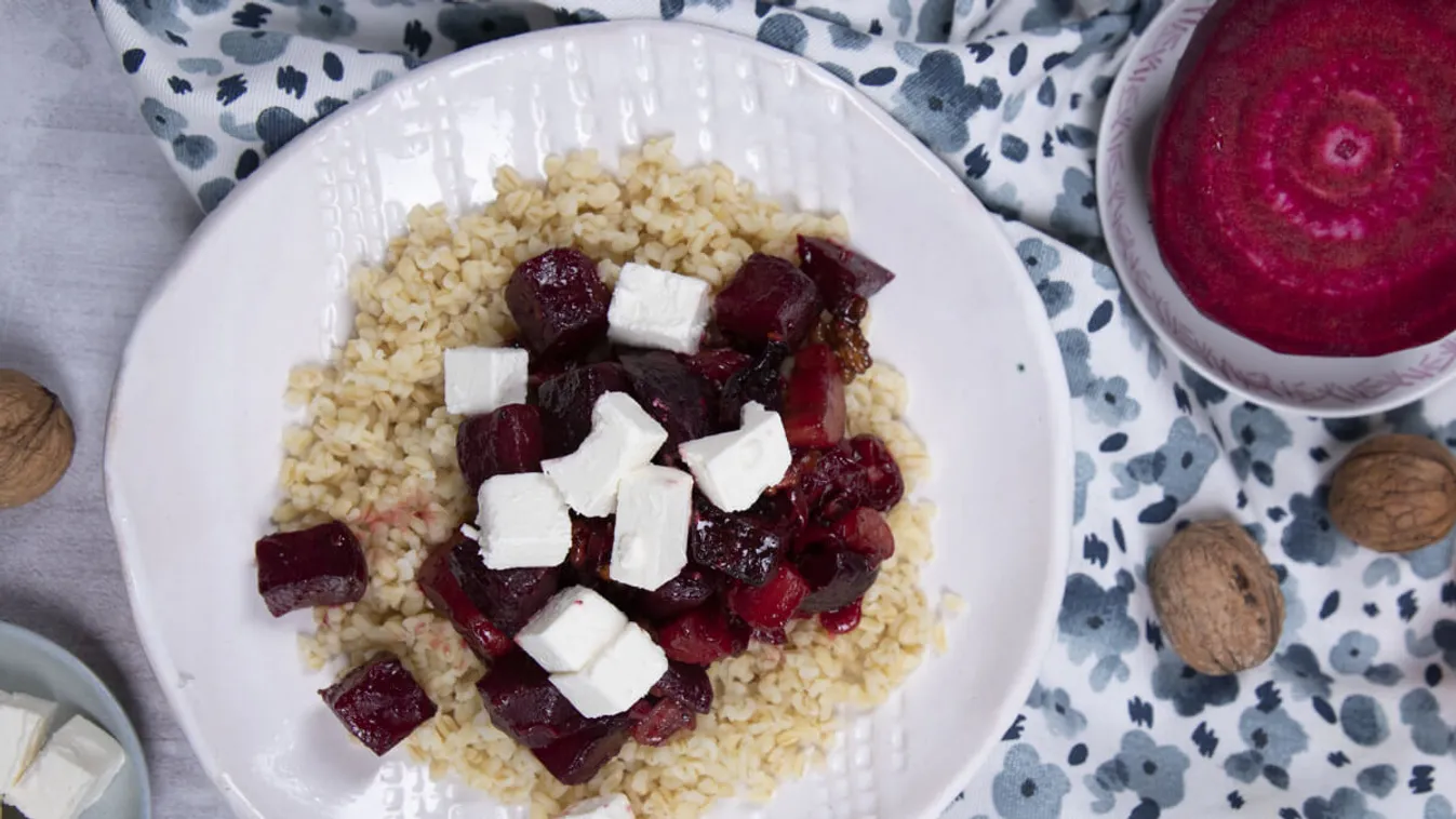 Céklás-diós bulgur feta sajttal