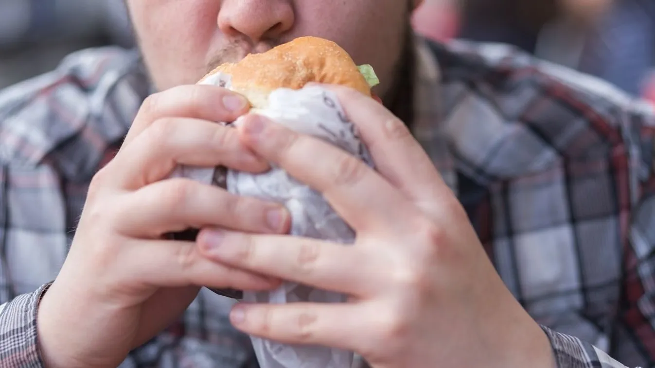 Young,Man,Holding,A,Piece,Of,Hamburger.,Close-up.,Student,Eats