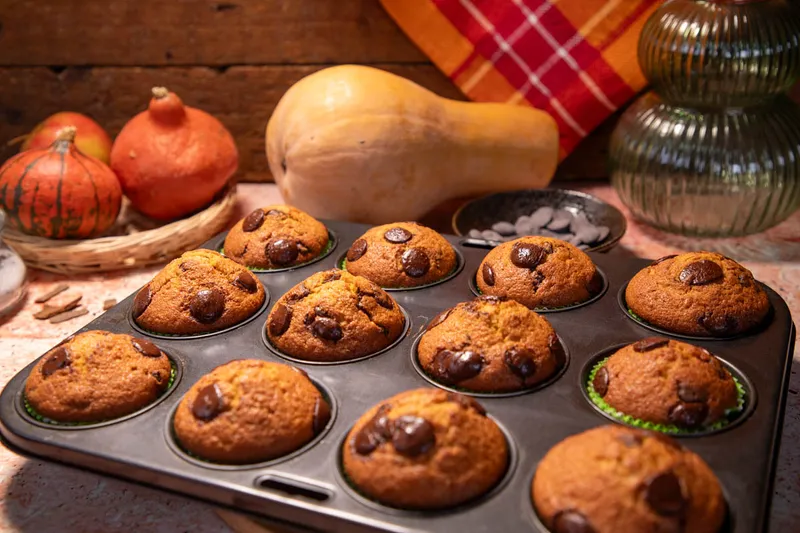 Sütőtökös muffin csokidarabkákkal