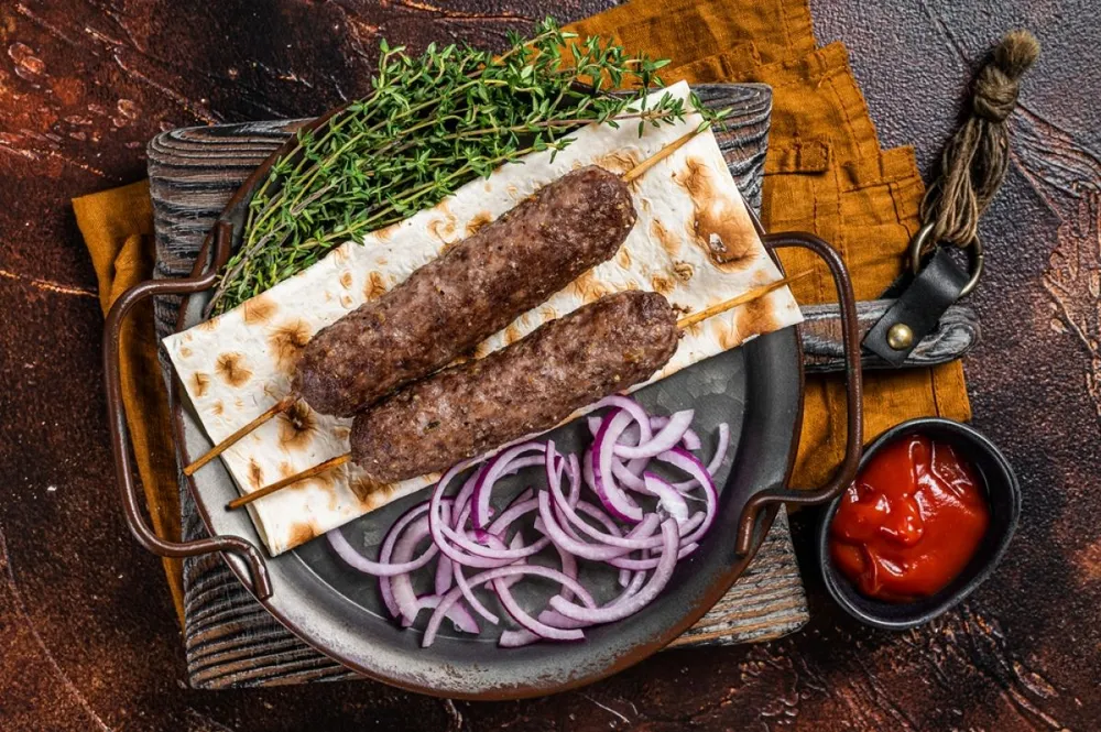 Turkish,Adana,Kebab,From,Mince,Lamb,Beef,Meat,On,Skewer