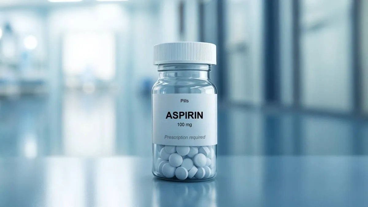 Aspirin,Pills,In,A,Transparent,Bottle,Labeled,With,100,Mg