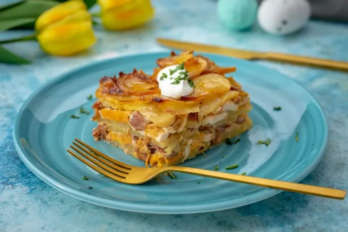 Sonkás-póréhagymás rakott burgonya recept